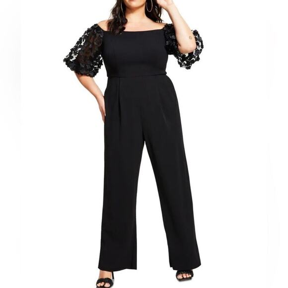Xscape "BELLE" OFF SHOULDER SCUBA CREPE JUMPSUIT Size 14 New w/ Tag MSRP $219 - Picture 7 of 15